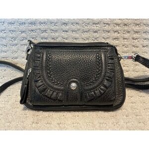 Brighton Crossbody Pebbled Leather Wallet TINY purse Pebbled Leather Black